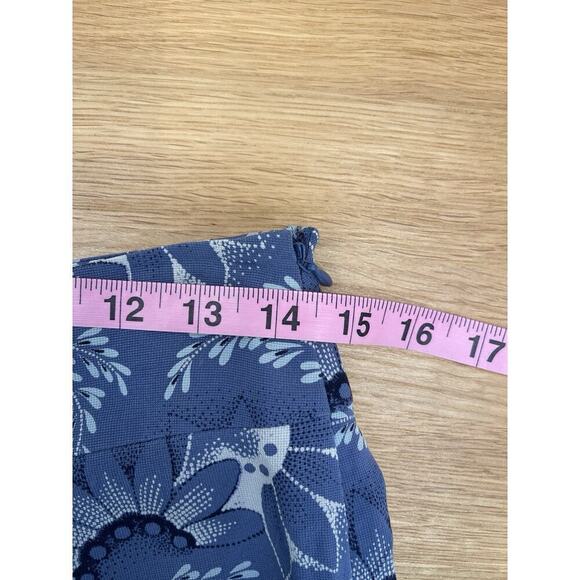 Vtg Ann Taylor Loft Silk Skirt Womens Size 4 Blue White Floral Flowy Feminine - Picture 5 of 6